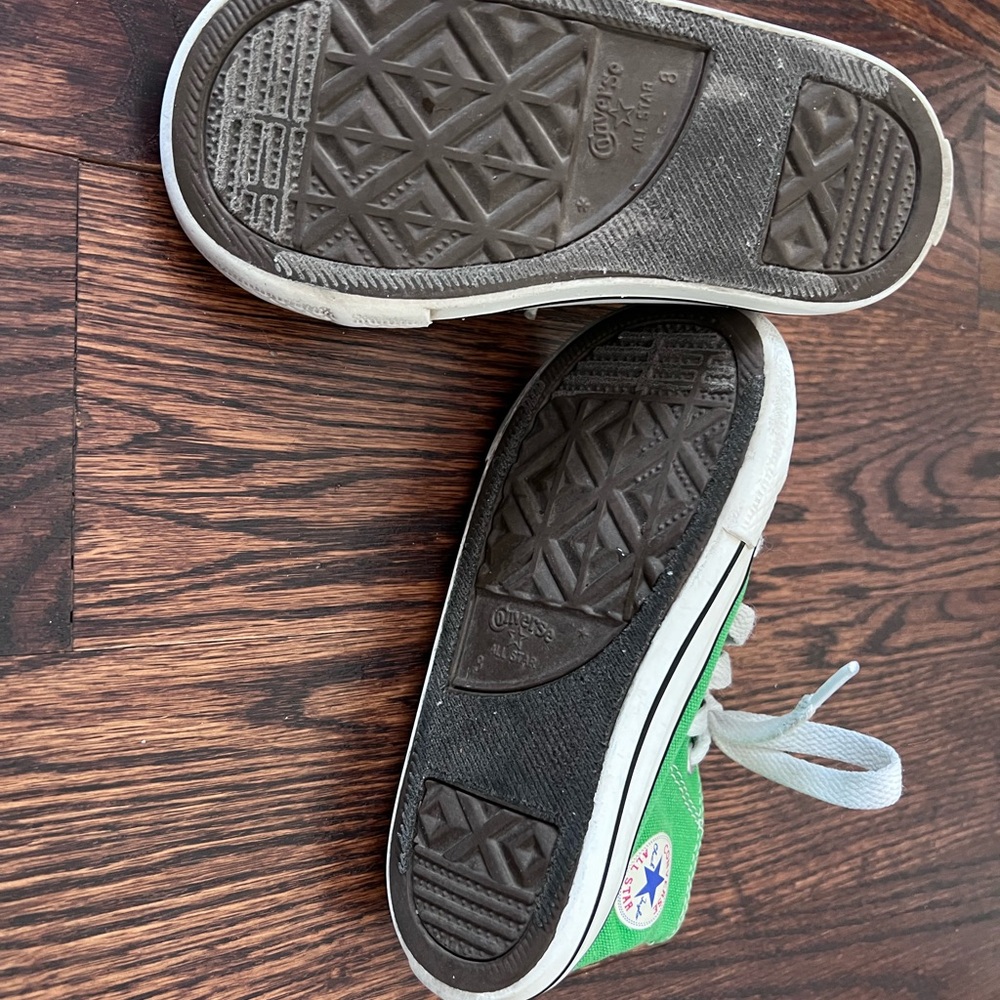 Kids Green Canvas Converse High-Top Sneakers - Classic Lace-Up - Picture 3 of 5